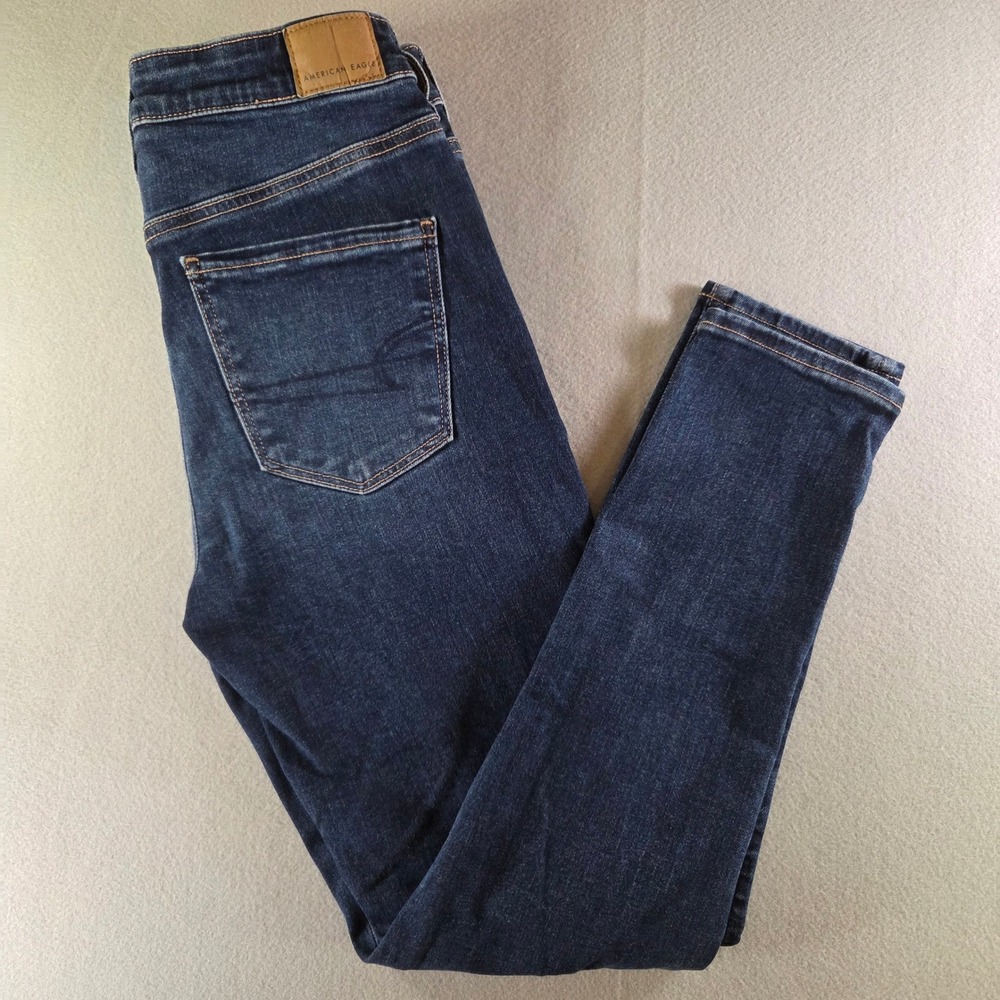 American Eagle Dark Wash Next Level Stretch High Rise Skinny Jean Denim Size 8S